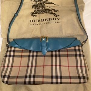 Burberry Clutch Horseferry Aqua Green Leather Bag